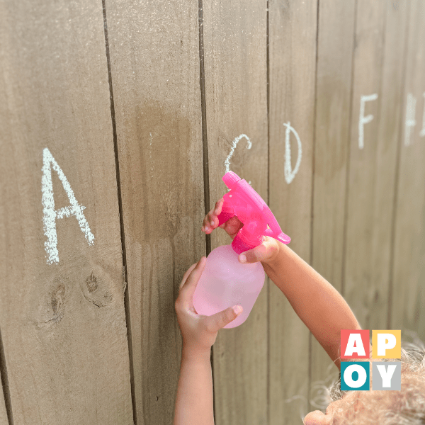 alphabet chalk fence