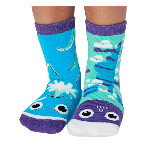 blue and purple pals socks