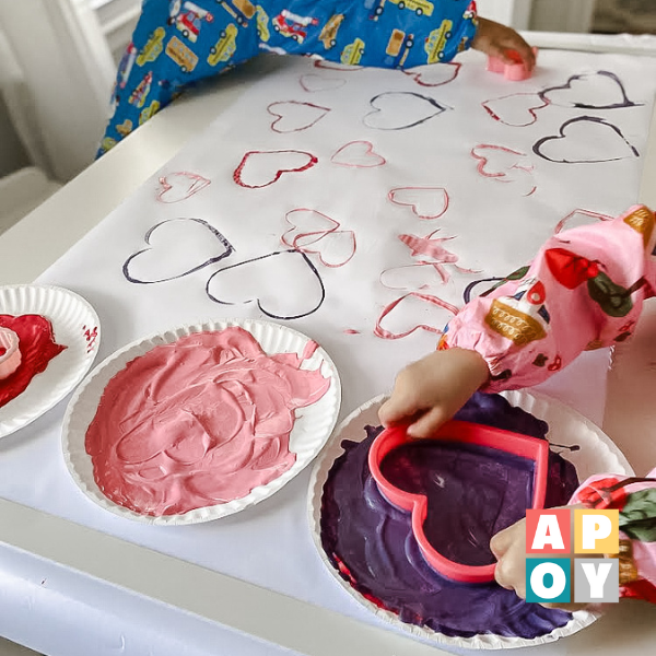 Spark Creativity with Heart Cookie Cutter Painting Craft: Fun Valentine’s Day Activity for Kids