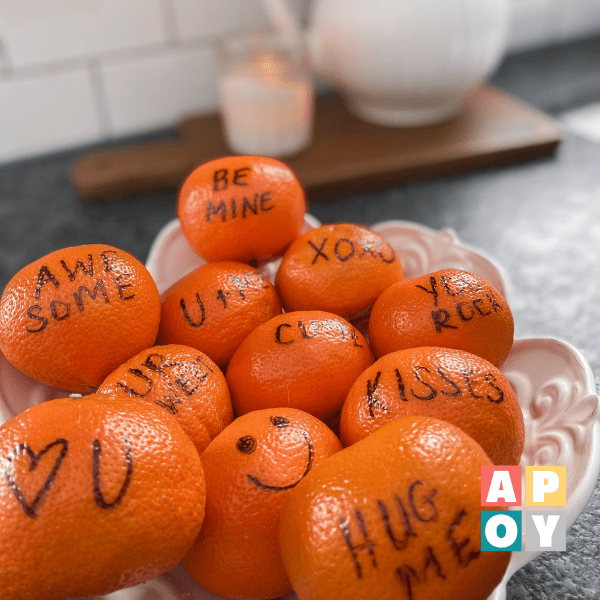 Orange You Cute Valentine's Day Snack,healthy valentine's day treat for kids,valentine's snacks,heathy snacks for toddlers,easy seasonal snack ideas,simple treats for kids,5 minute crafts