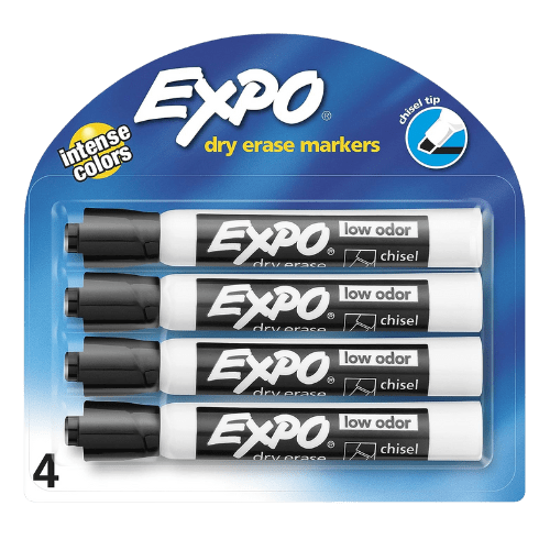 expo dry erase markers black four pack