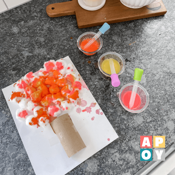 A Fun Fall Craft for Kids: Cotton Ball Tree Painting