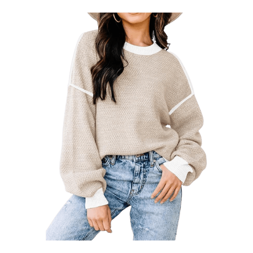 oversized long sleeve sweater apricot womens clothing