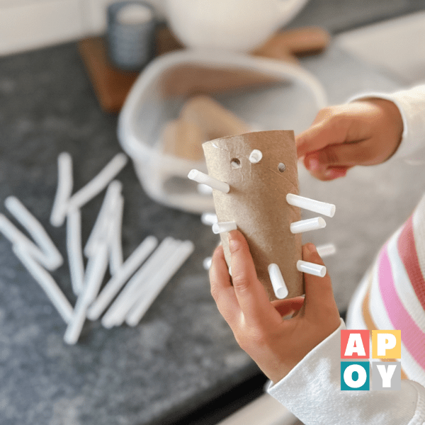 paper towel roll straw threading