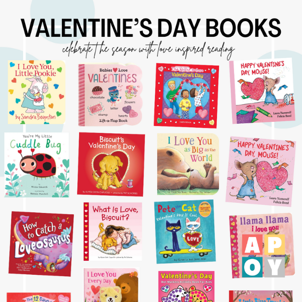 valentine's day books collage
