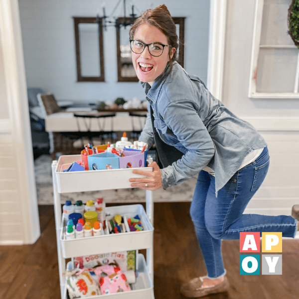 how to set up an art cart for kids,kids art cart ideas and storage,must have for art activities with kids,organizing art supplies at home,ways to organize art supplies